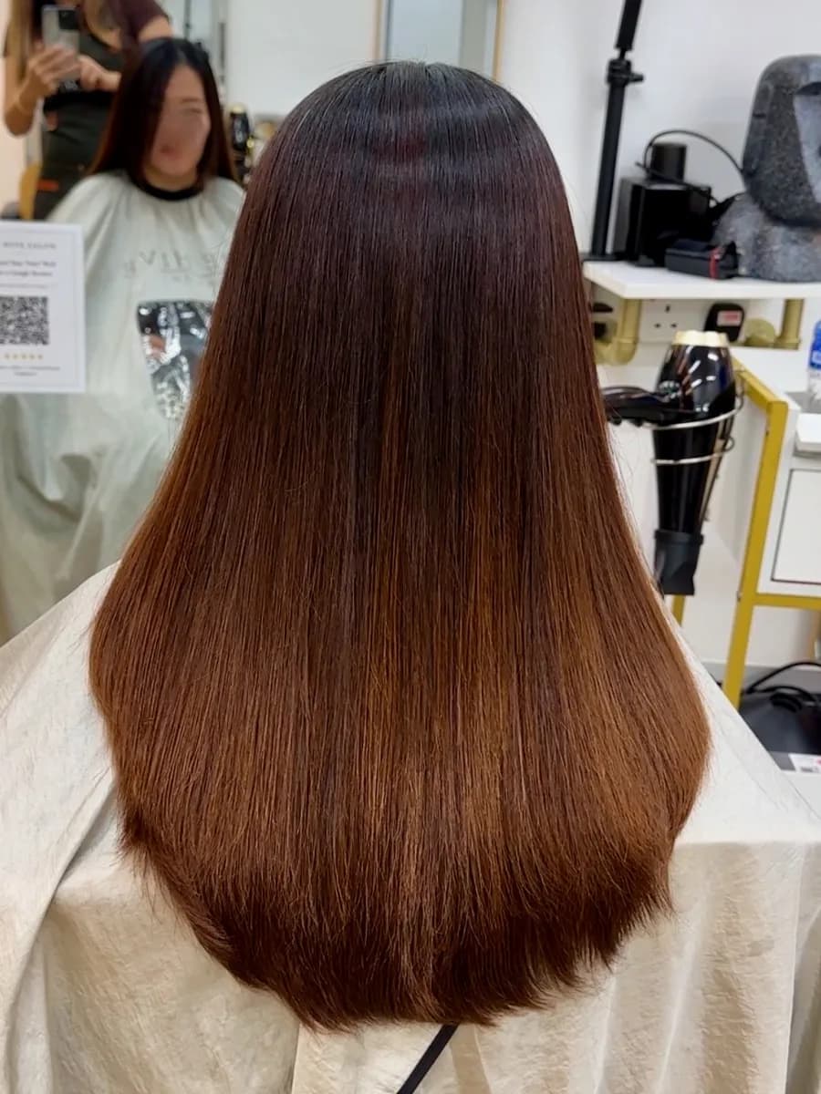 Smoother, straighter hair after Premium Soft Rebonding at The Hive Salon Singapore