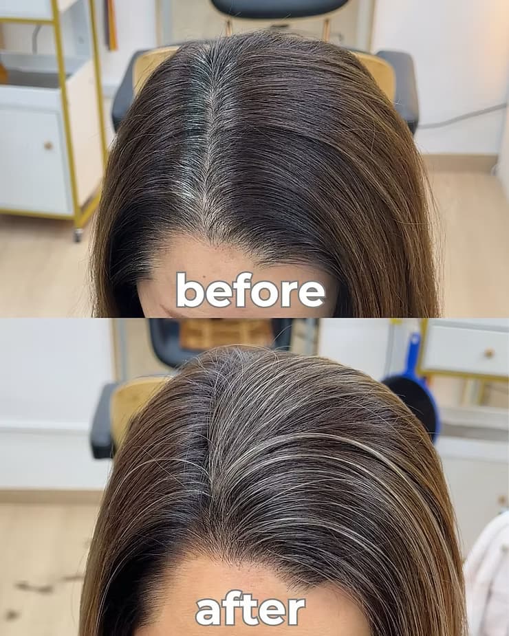 Nano hair extensions grey blending result — The Hive Salon Singapore