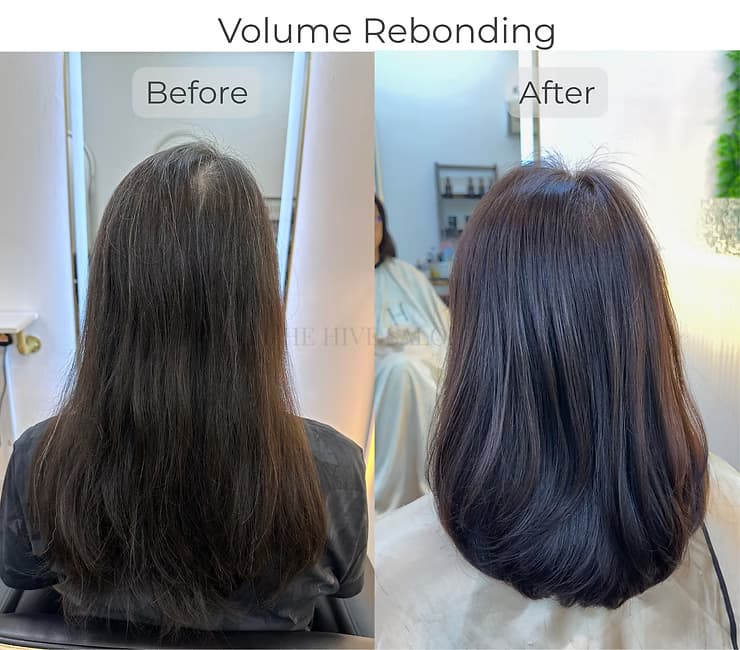 Volume rebonding before and after — The Hive Salon Singapore